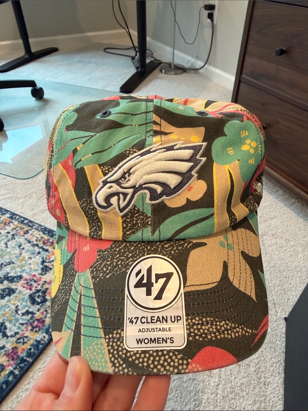 47 Women’s Philadelphia Eagles Floral Adjustable Cap in Green, Tan, Yellow